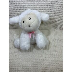 Unbranded Plush Lamb Stuffed Animal Unisex Medium White Pink Bow